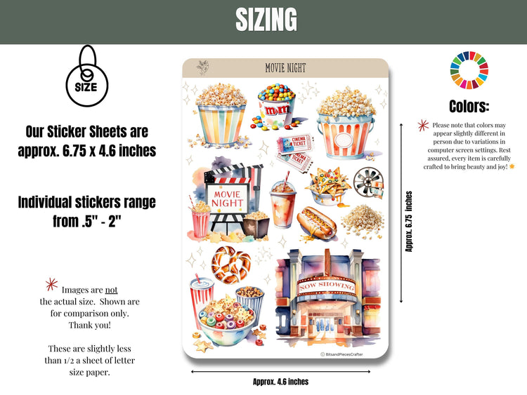 Movie Night Sticker Sheet Set