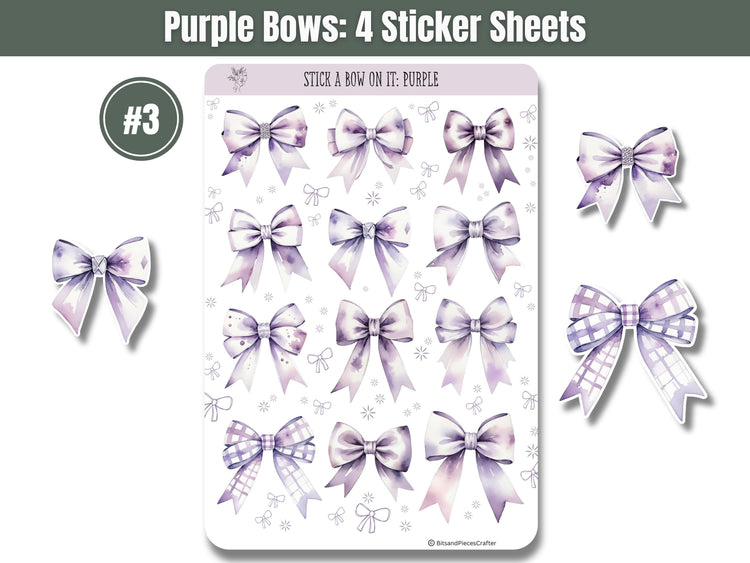 Purple Bow Sticker Sheets