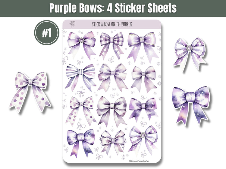 Purple Bow Sticker Sheets