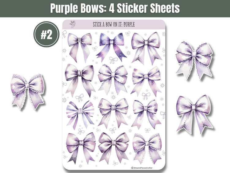 Purple Bow Sticker Sheets