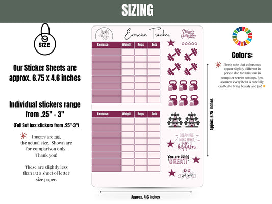 Workout Sticker Sheet: Strength Training and Weight Lifting tracker