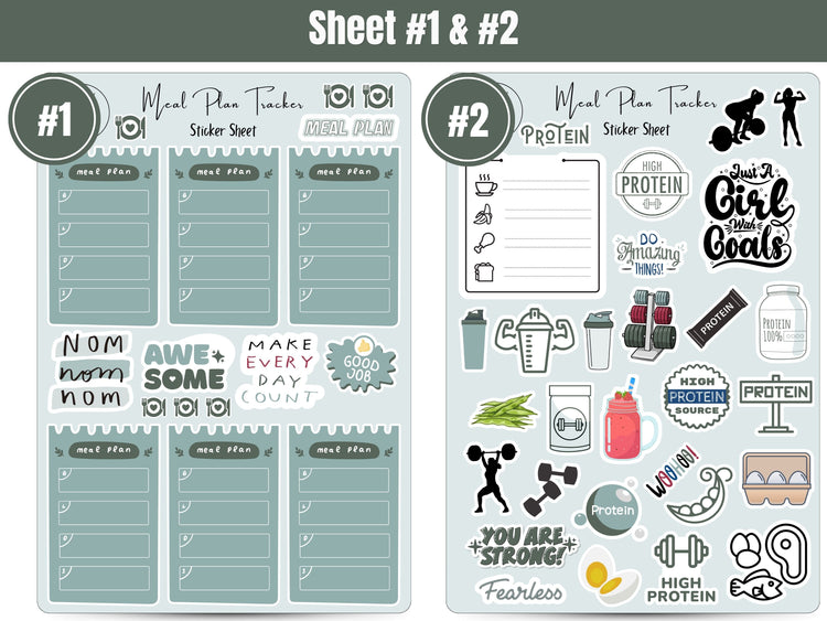 Meal Planning Sticker Sheets: Full 5 Sheet Meal Planning Sticker Sheets for Healthy Living - Sticker Set for Journalling, Planning, Scrapbooking and more