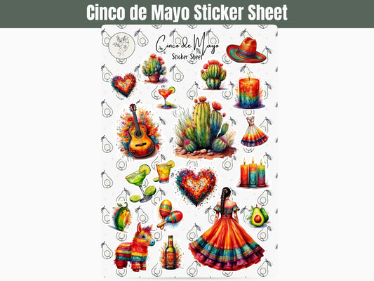 Cinco de Mayo Sticker Sheet: May Sticker Sheet for Journalling, Planning, and Scrapbooking