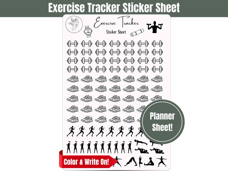 Workout Journal Sticker Sheet: Habit Tracker For Cardio & Strength