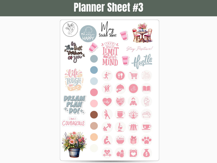 Monthly Sticker Pack - May Spring Sticker Sheets: May Planner, Journal Stickers, and Scrapbooking Stickers