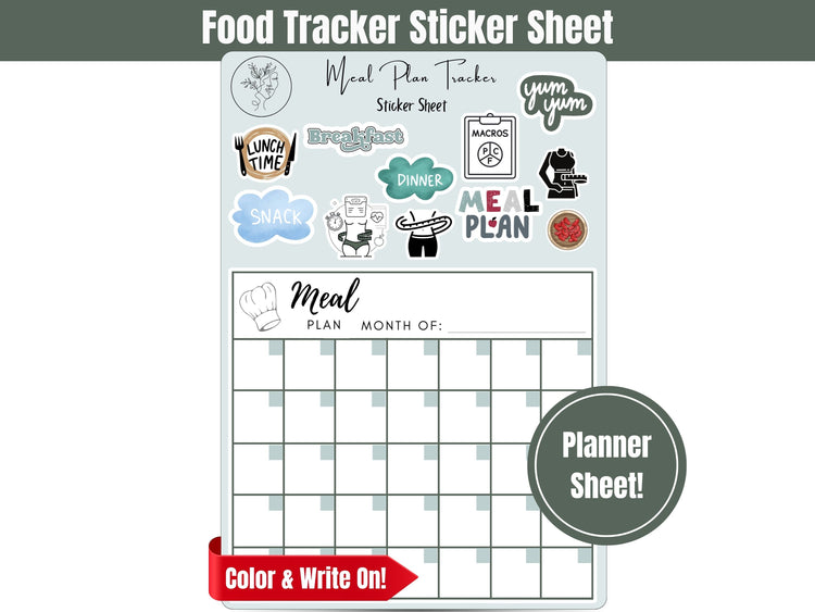 Meal Planning Sticker Sheets: Full 5 Sheet Meal Planning Sticker Sheets for Healthy Living - Sticker Set for Journalling, Planning, Scrapbooking and more