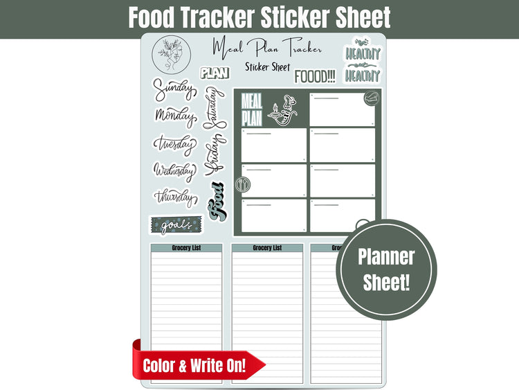 Meal Planning Sticker Sheets: Full 5 Sheet Meal Planning Sticker Sheets for Healthy Living - Sticker Set for Journalling, Planning, Scrapbooking and more