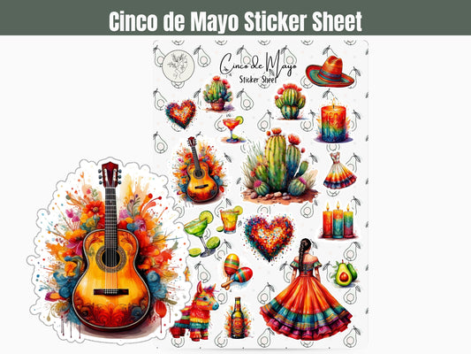 Cinco de Mayo Sticker Sheet: May Sticker Sheet for Journalling, Planning, and Scrapbooking