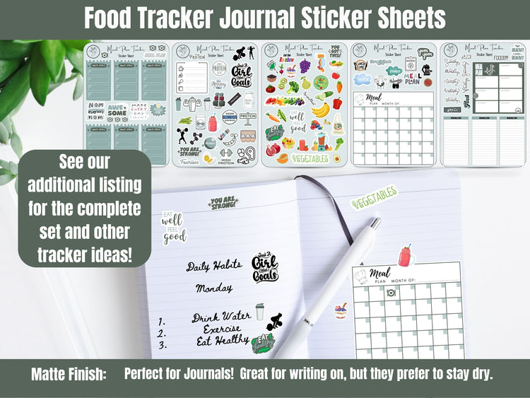 Meal Planning Healthy Eating Protein Sticker Sheet: Healthy Habits Tracker and Meal Prep for Planners and Journals