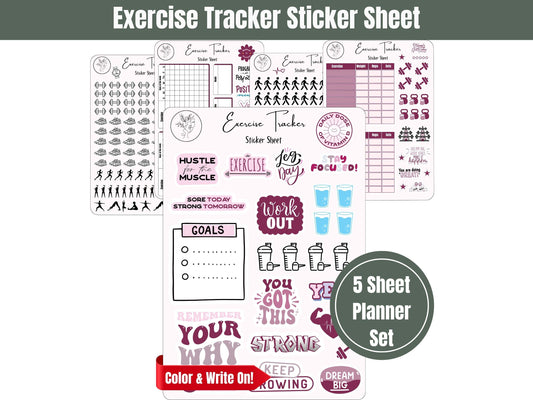 Exercise Tracker Sticker Sheets