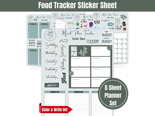 Meal Planning Tracker Sticker Sheets