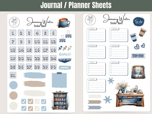 January Planner Sticker Sheets Set of 3