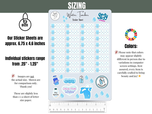 Water Tracker Sticker Sheet Set of 3
