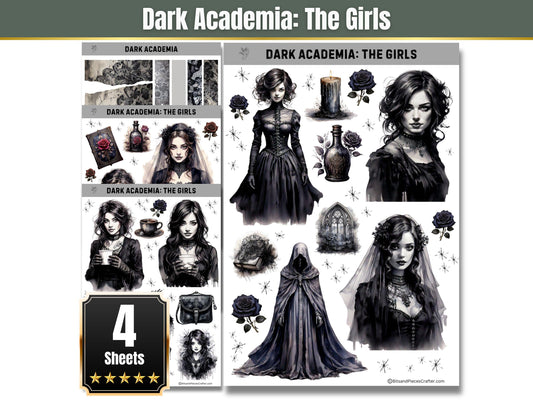 Dark Academia Victorian Gothic Sticker Set: The Girls