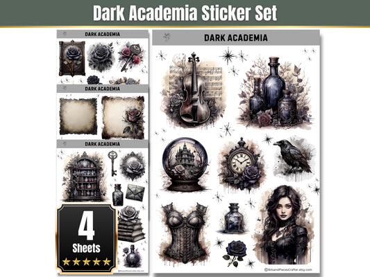 Dark Academia Victorian Gothic Grunge Aesthetic 4 Sheet Set