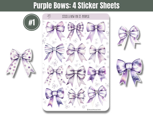 Purple Bow Sticker Sheets