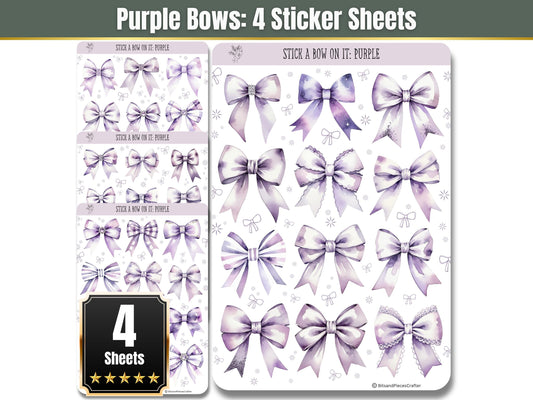 Purple Bow Sticker Sheets