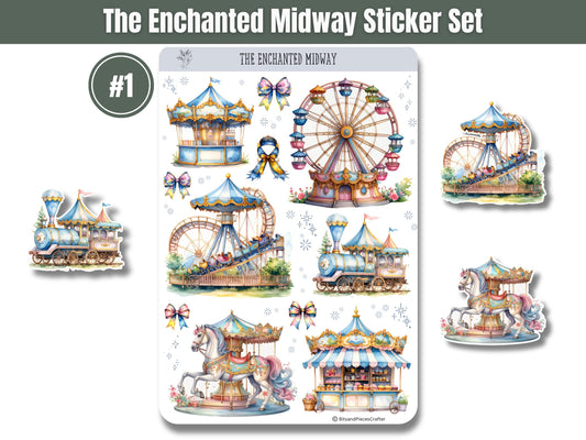The Enchanted Midway 2 Sheet Vintage Carnival Sticker Set