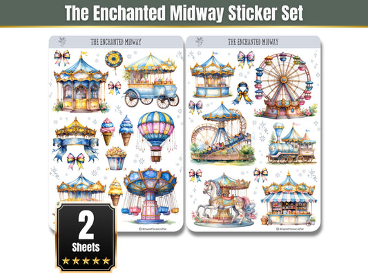 The Enchanted Midway 2 Sheet Vintage Carnival Sticker Set